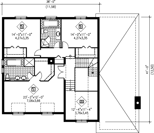 House Plan Design - European Floor Plan - Upper Floor Plan #25-256