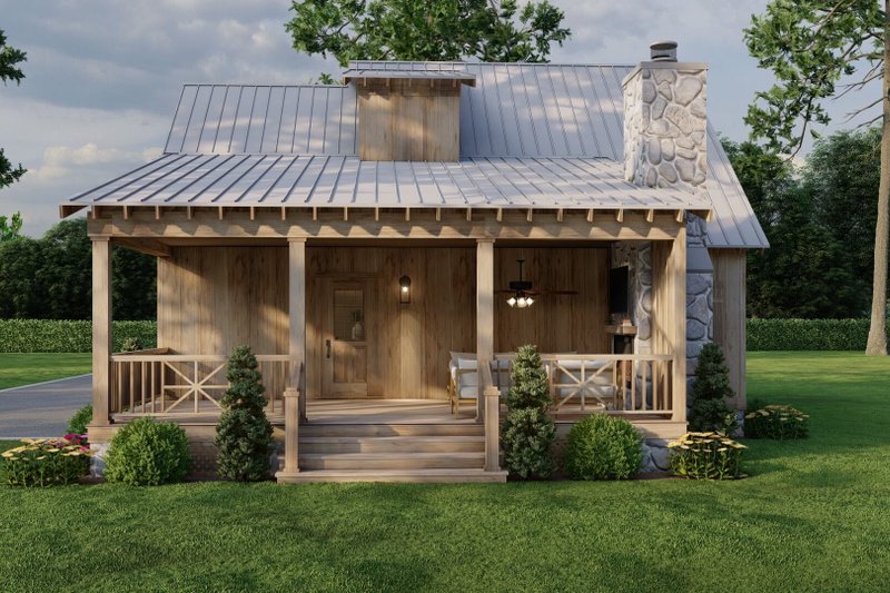 Home Plan - Exterior - Rear Elevation for Cabin House Plan #923-389 - 3 bed, 2 bath