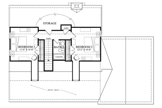 Floor Plan - Upper Floor for Country House Plan #137-294 - 3 bed, 2.5 bath