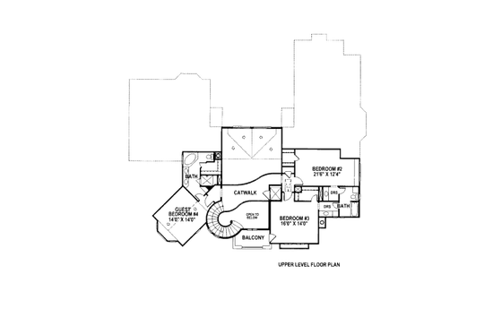 Floor Plan - Upper Floor for European House Plan #141-338 - 4 bed, 5.5 bath