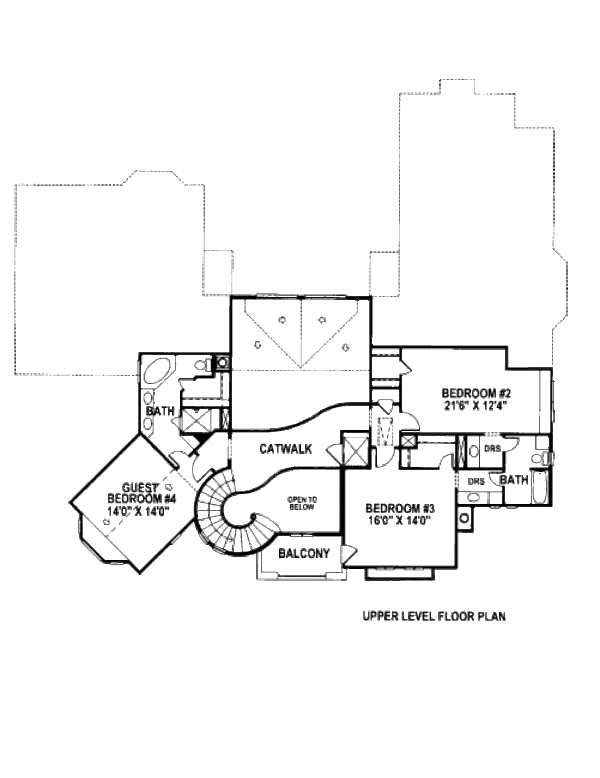 European Floor Plan - Upper Floor Plan #141-338