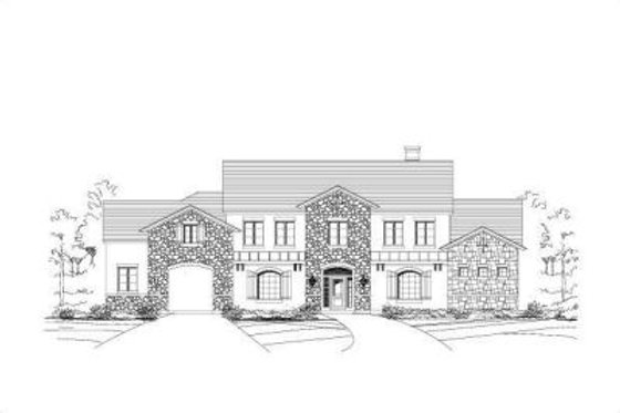 Exterior - Front Elevation for European House Plan #411-212 - 4 bed, 3 bath