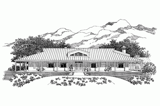 Exterior - Other Elevation for Ranch House Plan #72-390 - 5 bed, 4 bath