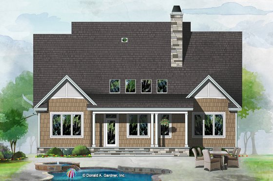 Exterior - Rear Elevation 1 for Cottage House Plan #929-1066 - 3 bed, 2.5 bath