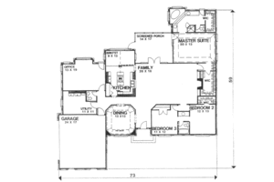 Floor Plan - Main Floor for Colonial House Plan #30-182 - 2 bed, 2.5 bath
