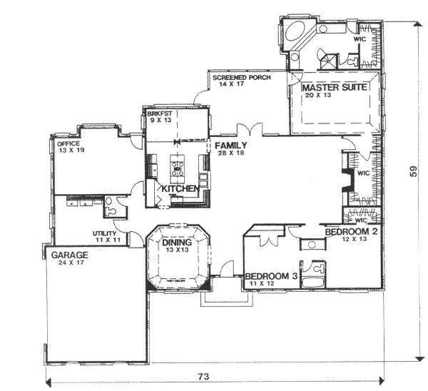 Home Plan - Colonial Floor Plan - Main Floor Plan #30-182