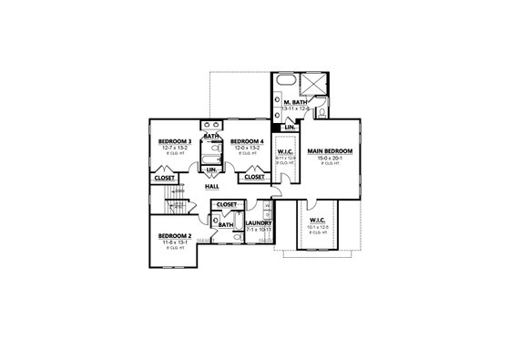 Floor Plan - Upper Floor for Farmhouse House Plan #1080-6 - 5 bed, 4.5 bath
