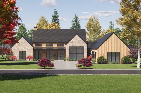 Exterior - Front Elevation 3 for Modern House Plan #1096-51 - 4 bed, 3.5 bath