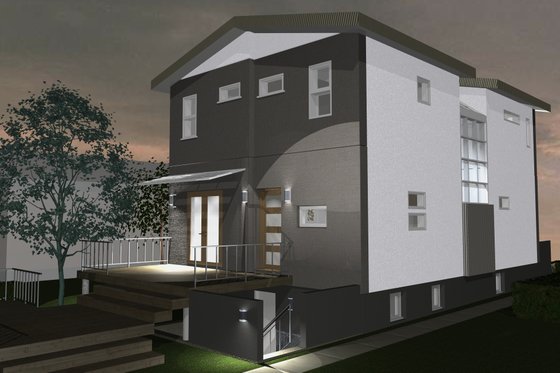 Exterior - Rear Elevation for Contemporary House Plan #535-26 - 3 bed, 3.5 bath