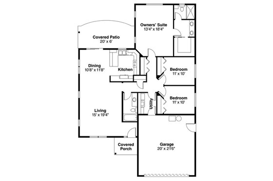 Floor Plan - Main Floor for Traditional House Plan #124-827 - 3 bed, 0 bath