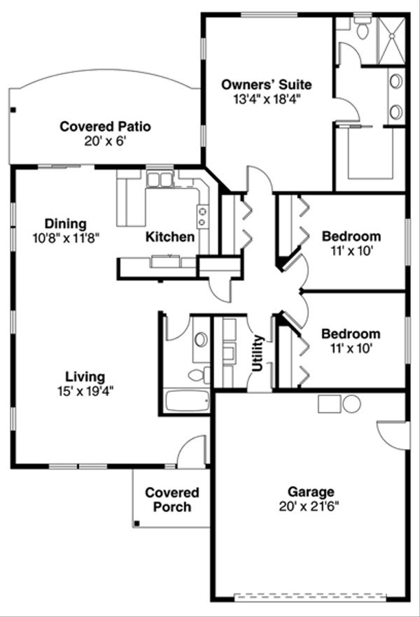 House Design - Traditional Floor Plan - Main Floor Plan #124-827