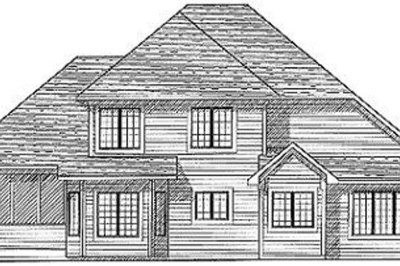 Exterior - Rear Elevation for Traditional House Plan #70-396 - 4 bed, 2.5 bath