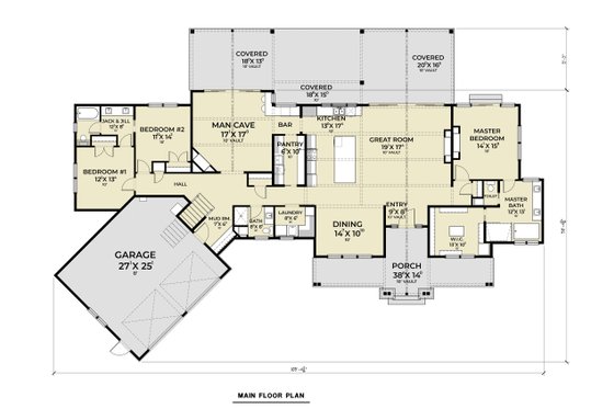 Floor Plan - Main Floor for Farmhouse House Plan #1070-231 - 3 bed, 3 bath
