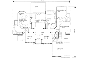Floor Plan - Main Floor for Southern House Plan #129-145 - 3 bed, 2 bath