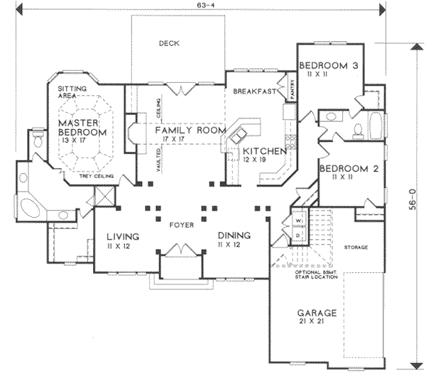 Southern Floor Plan - Main Floor Plan #129-145