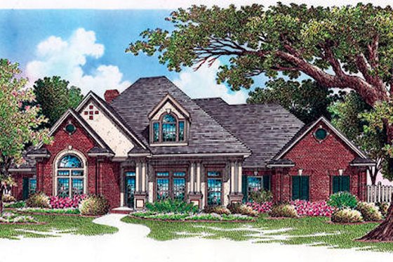 Exterior - Front Elevation for European House Plan #45-250 - 4 bed, 3.5 bath
