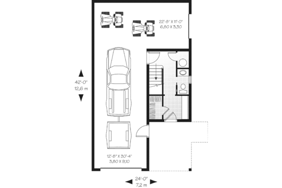 Floor Plan - Main Floor for Traditional House Plan #23-442 - 2 bed, 1.5 bath