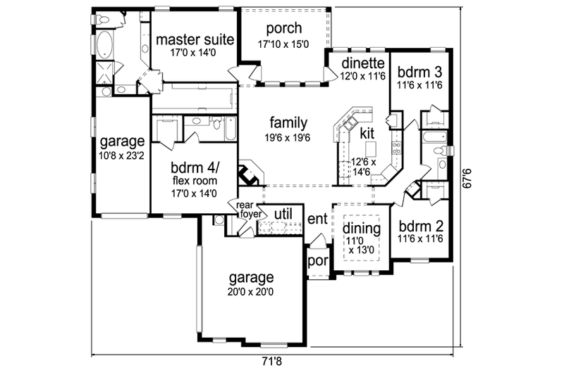 Architectural House Design - Floor Plan - Main Floor for Traditional House Plan #84-504 - 4 bed, 3 bath