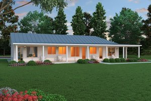Exterior - Front Elevation for Ranch House Plan #888-5 - 2 bed, 2.5 bath
