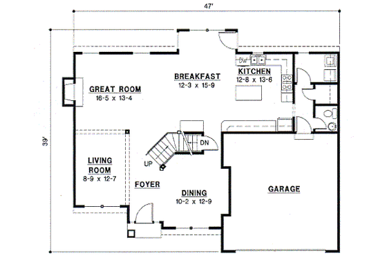 Floor Plan - Main Floor for Traditional House Plan #67-504 - 4 bed, 3.5 bath