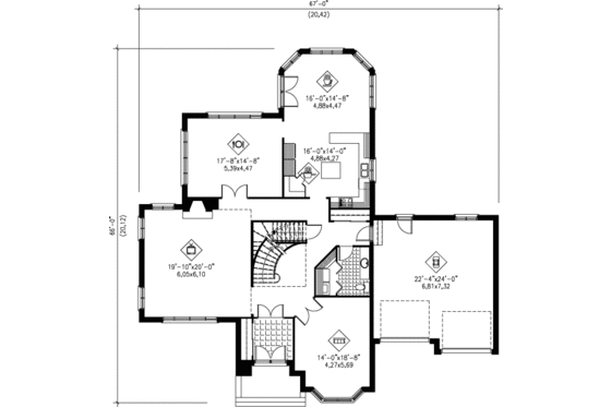 Floor Plan - Main Floor for European House Plan #25-236 - 4 bed, 2.5 bath