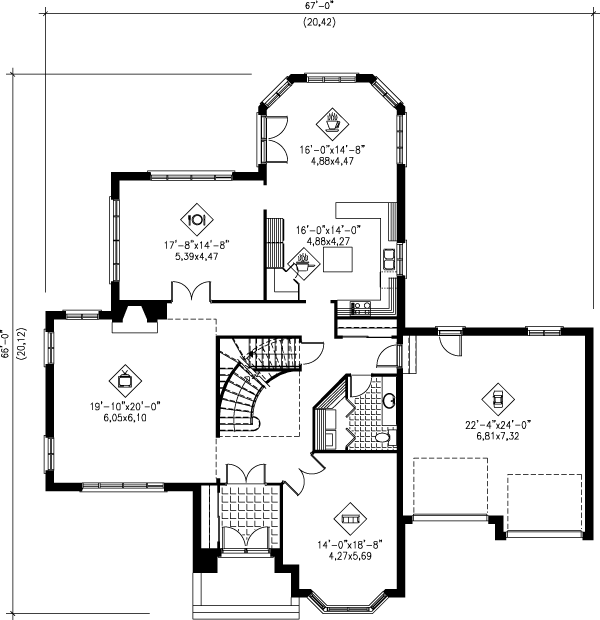 European Floor Plan - Main Floor Plan #25-236