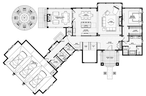 Home Plan - Floor Plan - Main Floor for Farmhouse House Plan #928-451 - 4 bed, 3.5 bath