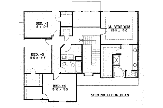 Floor Plan - Upper Floor for European House Plan #67-772 - 4 bed, 2.5 bath