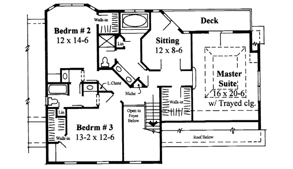Colonial Floor Plan - Upper Floor Plan #75-140