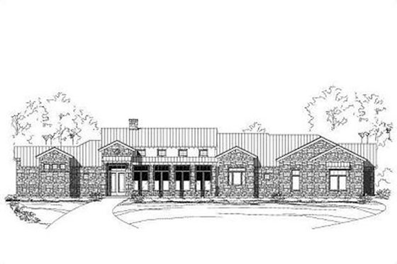 Exterior - Front Elevation for Ranch House Plan #411-592 - 3 bed, 3.5 bath