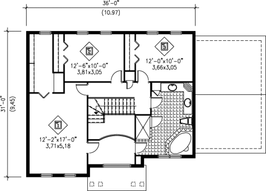 Traditional Style House Plan - 3 Beds 1.5 Baths 2080 Sq/Ft Plan #25 ...