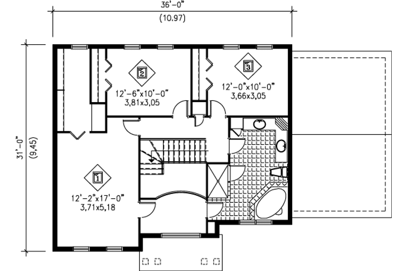 Home Plan - Floor Plan - Upper Floor for Traditional House Plan #25-2087 - 3 bed, 1.5 bath