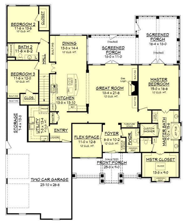 Architectural House Design - Craftsman Floor Plan - Main Floor Plan #430-148