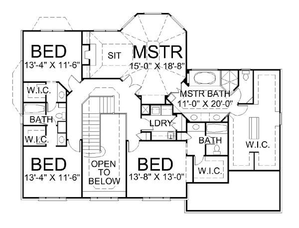 Colonial Floor Plan - Upper Floor Plan #119-264