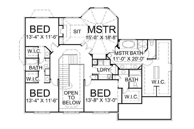 Dream House Plan - Floor Plan - Upper Floor for Colonial House Plan #119-264 - 4 bed, 3.5 bath