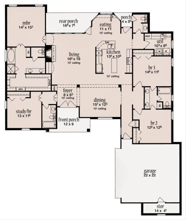 House Plan Design - European Floor Plan - Main Floor Plan #36-486