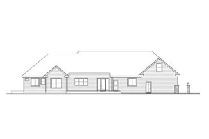 Exterior - Rear Elevation for Ranch House Plan #124-1351 - 3 bed, 2.5 bath