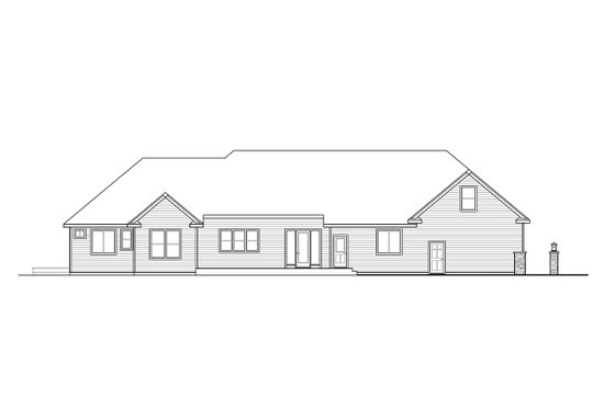 Exterior - Rear Elevation for Ranch House Plan #124-1351 - 3 bed, 2.5 bath