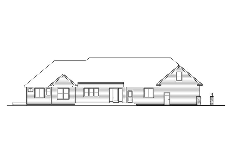 Architectural House Design - Exterior - Rear Elevation for Ranch House Plan #124-1351 - 3 bed, 2.5 bath