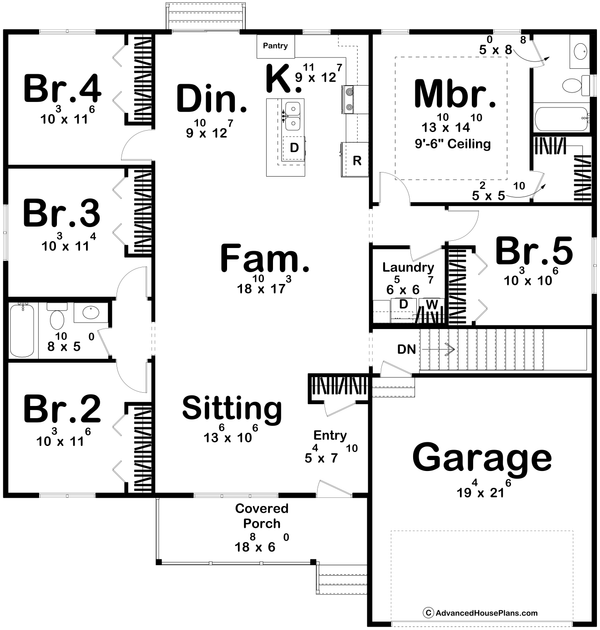 Craftsman Floor Plan - Main Floor Plan #455-362
