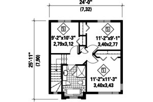 Floor Plan - Upper Floor for Contemporary House Plan #25-4293 - 3 bed, 1 bath