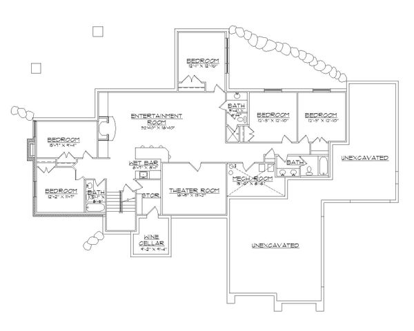 Architectural House Design - Craftsman Floor Plan - Lower Floor Plan #5-308