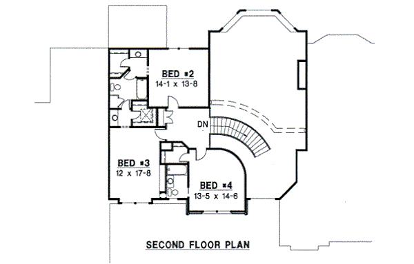 Traditional Floor Plan - Upper Floor Plan #67-240