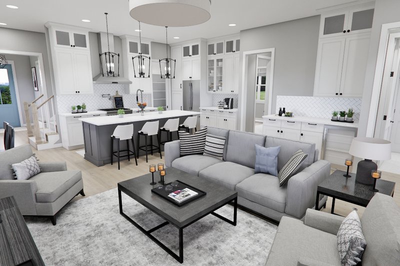 House Blueprint - Interior - Family Room for Farmhouse House Plan #51-1291 - 4 bed, 4 bath