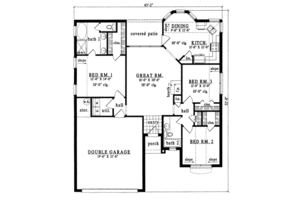 Floor Plan - Main Floor for Traditional House Plan #42-225 - 3 bed, 2 bath