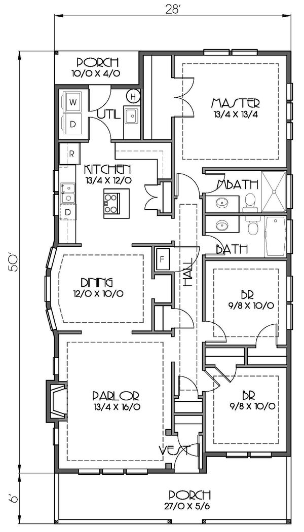 Bungalow Floor Plan - Main Floor Plan #423-55