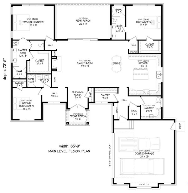 House Blueprint - Contemporary Floor Plan - Main Floor Plan #932-1345