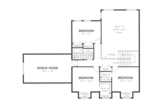 Floor Plan - Upper Floor for Country House Plan #18-330 - 5 bed, 3.5 bath