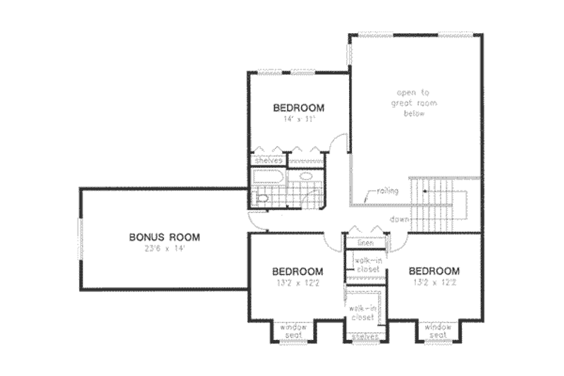 Architectural House Design - Floor Plan - Upper Floor for Country House Plan #18-330 - 5 bed, 3.5 bath