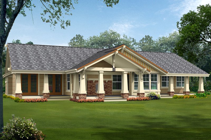 Home Plan - Exterior - Rear Elevation for Craftsman House Plan #132-201 - 2 bed, 2 bath